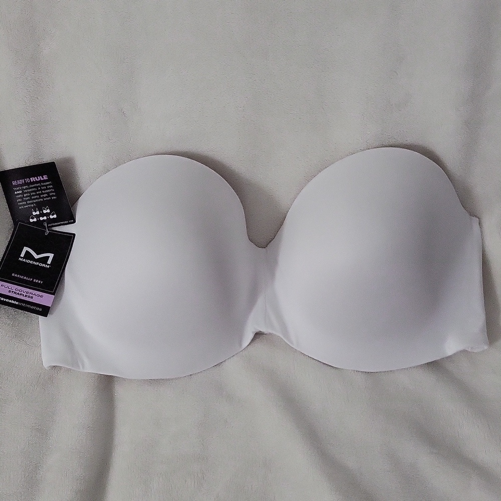 White Full Coverage Strapless Bra